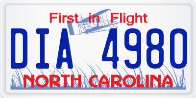 NC license plate DIA4980