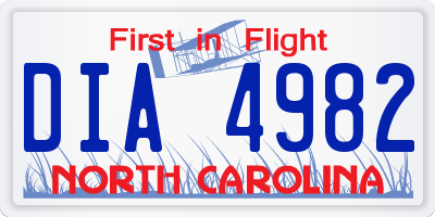 NC license plate DIA4982