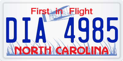 NC license plate DIA4985