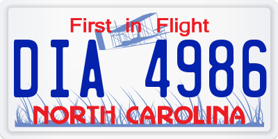 NC license plate DIA4986