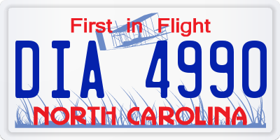 NC license plate DIA4990