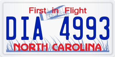 NC license plate DIA4993