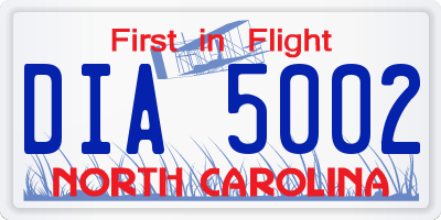 NC license plate DIA5002