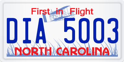 NC license plate DIA5003