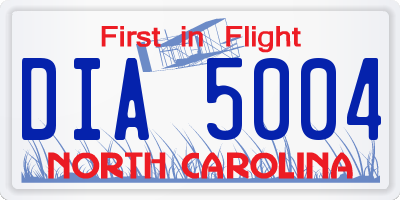 NC license plate DIA5004
