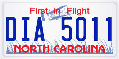 NC license plate DIA5011