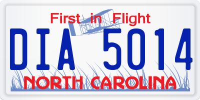 NC license plate DIA5014