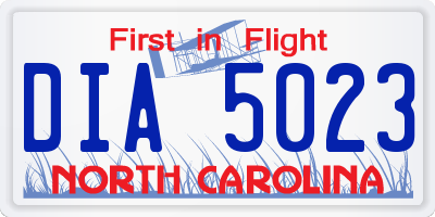 NC license plate DIA5023