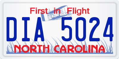NC license plate DIA5024