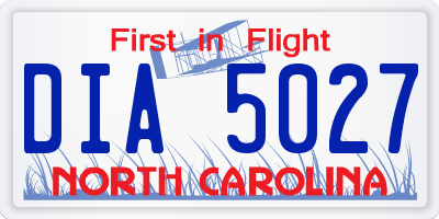 NC license plate DIA5027