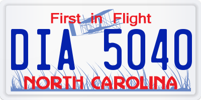 NC license plate DIA5040