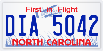 NC license plate DIA5042