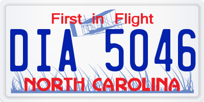 NC license plate DIA5046
