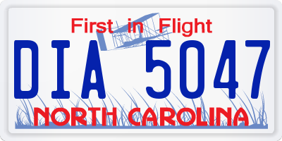 NC license plate DIA5047