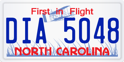 NC license plate DIA5048