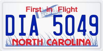 NC license plate DIA5049