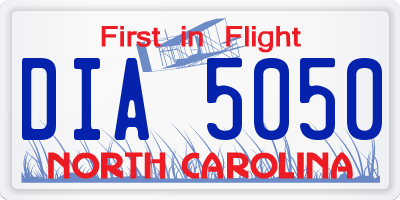 NC license plate DIA5050