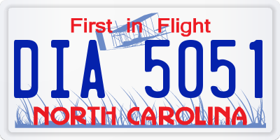 NC license plate DIA5051