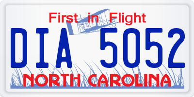 NC license plate DIA5052