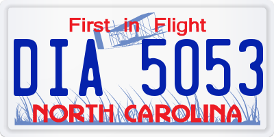 NC license plate DIA5053