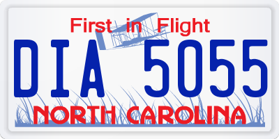 NC license plate DIA5055