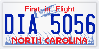NC license plate DIA5056
