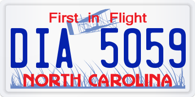 NC license plate DIA5059