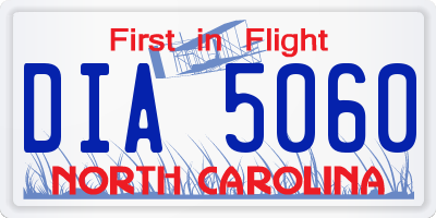 NC license plate DIA5060
