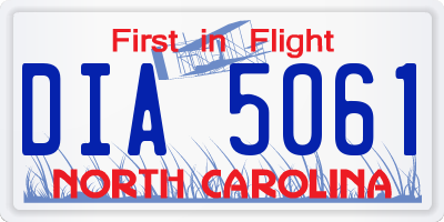 NC license plate DIA5061