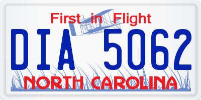 NC license plate DIA5062