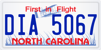 NC license plate DIA5067