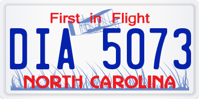NC license plate DIA5073