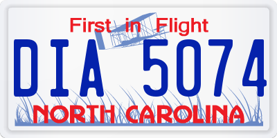 NC license plate DIA5074