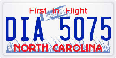 NC license plate DIA5075