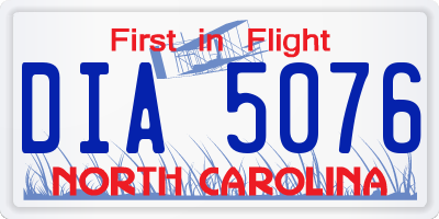 NC license plate DIA5076