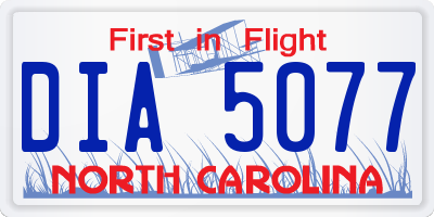 NC license plate DIA5077