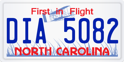 NC license plate DIA5082
