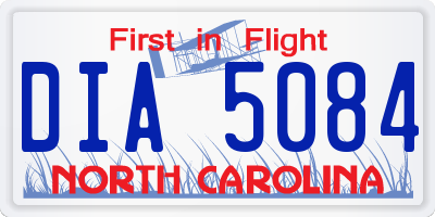 NC license plate DIA5084