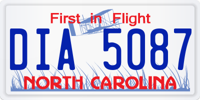 NC license plate DIA5087