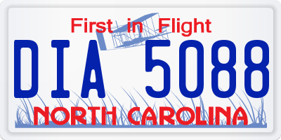 NC license plate DIA5088