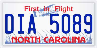 NC license plate DIA5089