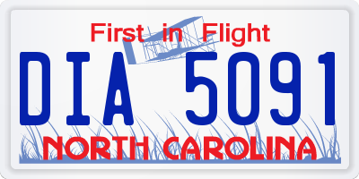 NC license plate DIA5091