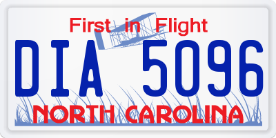 NC license plate DIA5096