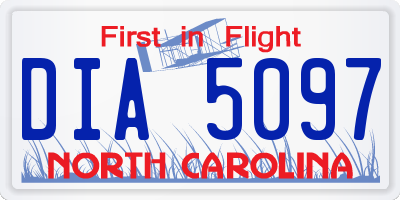 NC license plate DIA5097