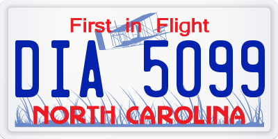 NC license plate DIA5099