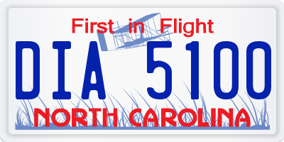 NC license plate DIA5100