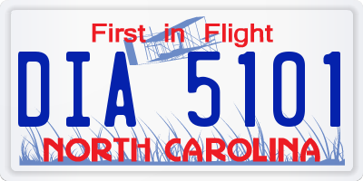 NC license plate DIA5101