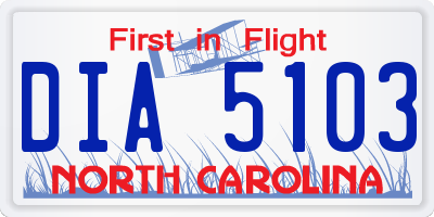 NC license plate DIA5103