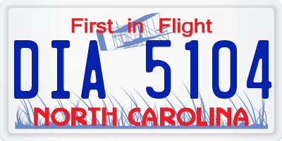 NC license plate DIA5104