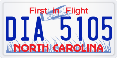 NC license plate DIA5105